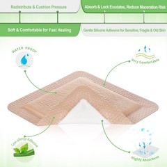 NeuHeils Silicone Adhesive Foam Dressing Bandage 6”x6” (Pack of 5), Tan