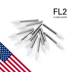 10packs Dental Flame Mounted White Stone Polishing Burs FG Abrasion Point Burs