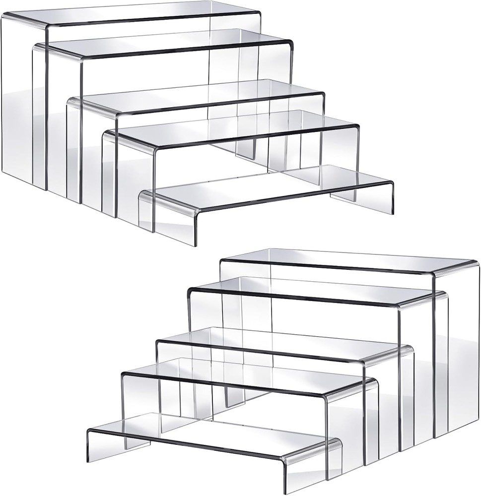 10pcs 2 Set Acrylic Risers for Display Clear Perfume Organizer Stands