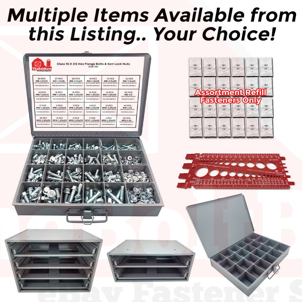 Class 10.9 JIS Metric Hex Flange Bolt Screw Nut Assortment Kit OR Accessories