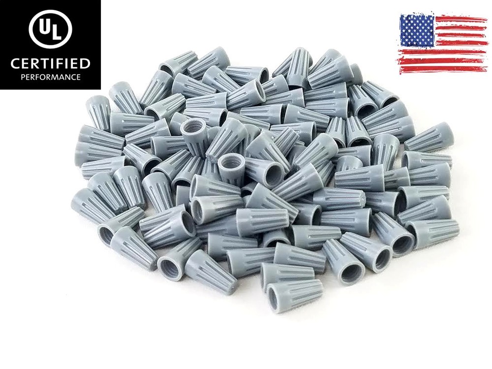 1000 pcs Gray Twist-On Wire Connector Connection nuts 22-18 Gauge Barrel Screw