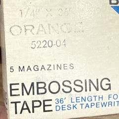 Vintage Box of Dymo Embossing Tape 1/4” x 36’ Orange 1967 For Desk Tapewriters