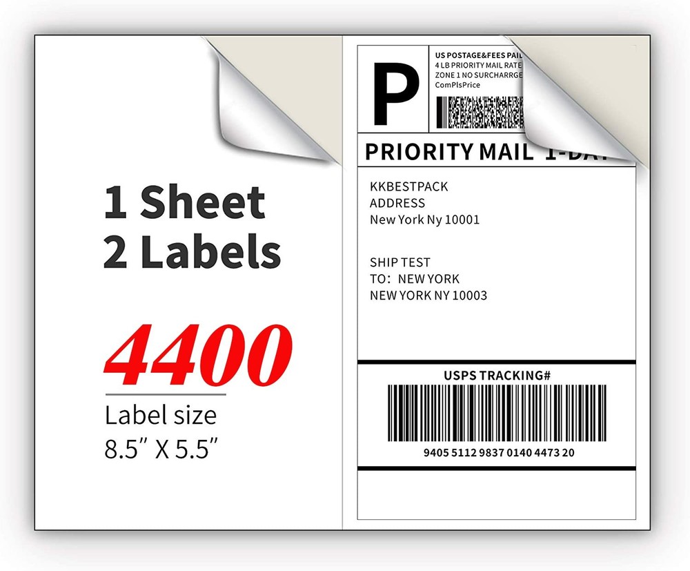 220-8800 Premium 8.5×5.5 Square Corner Shipping Labels Half Sheet Self Adhesive