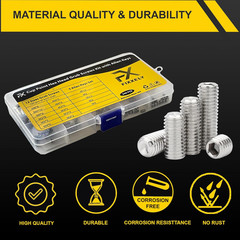 240Pcs Stainless Steel Allen Head Socket Hex Set Grub Screw Assortment Cup Point