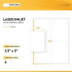 400 Sheets 1600 Labels 3.5 x 5 4 UP EASY PEEL White Address Shipping Labels