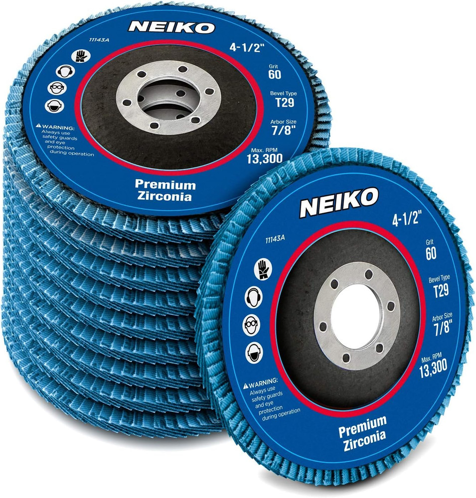 11143A 10 Pack Zirconia Flap Discs 4-1/2 for Angle Grinder, 60 Grit Flapper Whe
