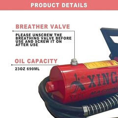 Air Hydraulic Foot Pump: 10,000 PSI, 0.45 Gal, 3/8″NPT Out, 1/4″In Lubricator