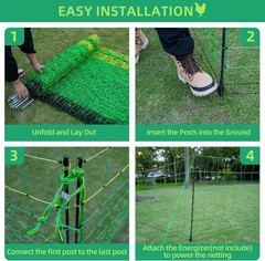 Portable Electric Poultry Netting Fence 47.5″H x 168′ L Livestock Nets Mesh