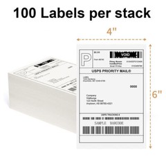 100 4″x6″ Fanfold Direct Thermal Shipping Barcode Labels for Zebra&Rollo Printer