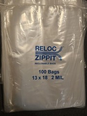 900 Zippit Reloc Bags 13 x 18 Clear 2 mil LARGE Reclosable Zip Seal Lock