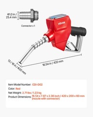 VEVOR 1 in Barb Digital Fuel Nozzle 3/16 in Spout Auto Shut Off Gas Nozzle