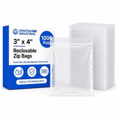 – 3” X 4” (1000 Count) 2 Mil Clear Reclosable Zip Plastic Poly Bags with Rese…