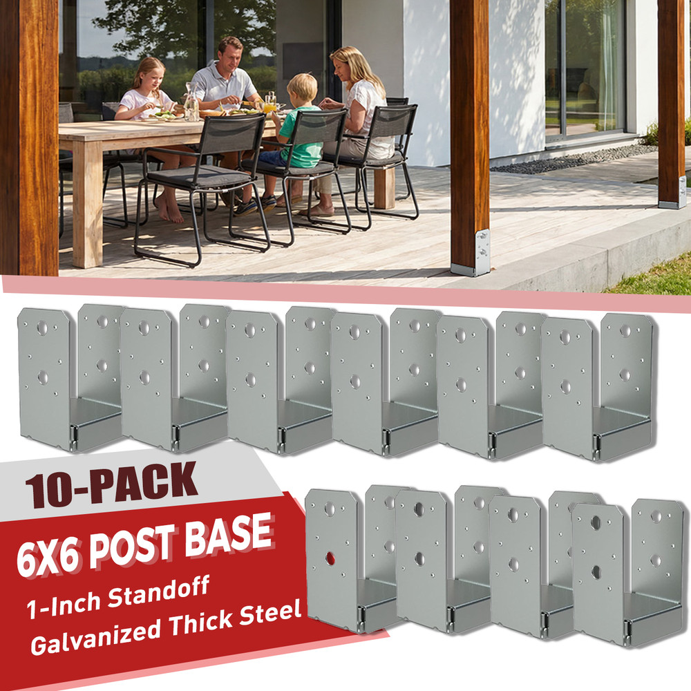 10 Pack 6×6 Post Base Brackets Wood Post Fence Post Anchor Galvanized Steel US