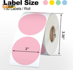 2″ 750 Labels Circle Direct Thermal Stickers Labels Roll Compatible Wi