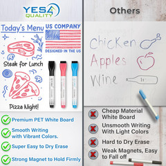 YES4QUALITY Magnetic Dry Erase White Board Sheet for Fridge 12X8 In, with Stain