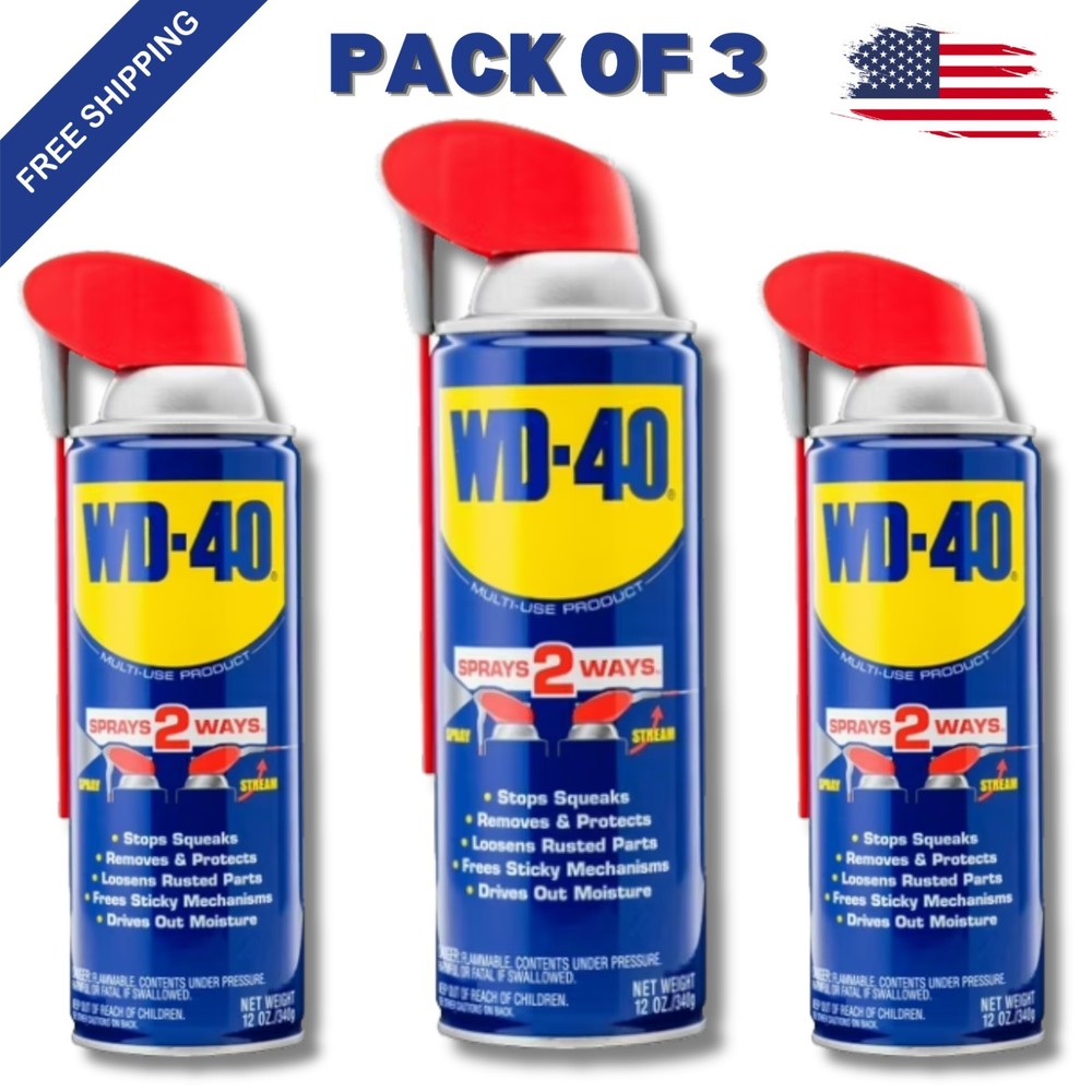 New Multi Purpose Original WD-40 Formula Lubricant Spray 3-PACK w/. Smart Straw