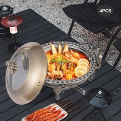 4 PCS Bronze Chinese Style Chafing Dishes Set with Alcohol Stoves Buffet