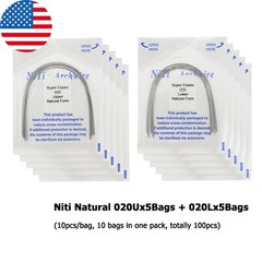 100PCS Dental Orthodontic Niti Arch Wire Rectangular Round Natural Upper Lower