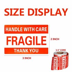 10000 Fragile Stickers 2×3 Handle with Care Thank You Mail Labels 500/Roll