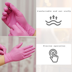 100Pcs Disposable Nitrile Gloves 3-mil Latex Free Gloves Food Safe Cleaning