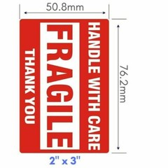 Fragile Stickers 1 Roll 500 2×3 Fragile Label Sticker Handle With Care Mailing