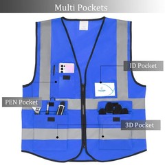 Reflective Safety Vest with Pockets High Visibility Sliver Strip for Men and …