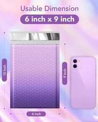 Jiaro Pack Poly Bubble Mailer Padded Envelope Mailing 6×10 100Pc Gradient Purple