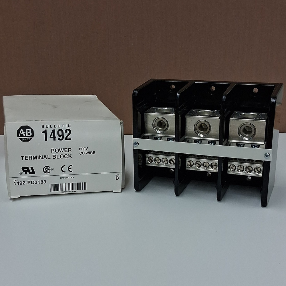 Allen-Bradley 1492-PD3183 3-Pole 600V Power Terminal Block Screw-On Black