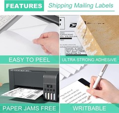 50 Half Sheet Address Shipping Labels 8.5″x5.5″ Matte Blank Labels Self Adhesive
