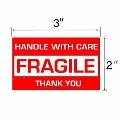 1000 Fragile Stickers 2×3 Handle with Care Thank You 500 / Roll Warning Labels