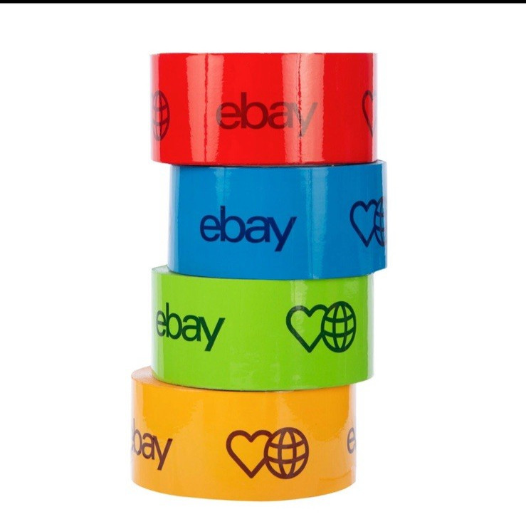 4 Rolls eBay Packaging Tape – 1 Red, 1 Blue, 1 Green, and 1 Yellow- 75yds Each