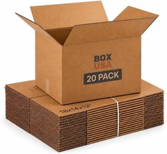Medium Moving Boxes 18″L x 14″W x 12″H 20-Pack – Corrugated Cardboard Box for…