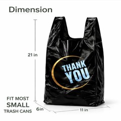 100 Count Plastic Bags – Black T Shirt Bags with Handle for Retail Shopping and
