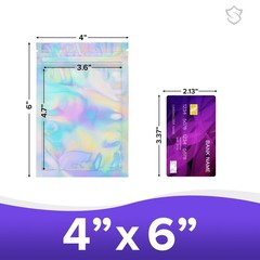 200 Quantity STASHIELD Holographic Smell Proof Mylar Bags Resealable Packaging