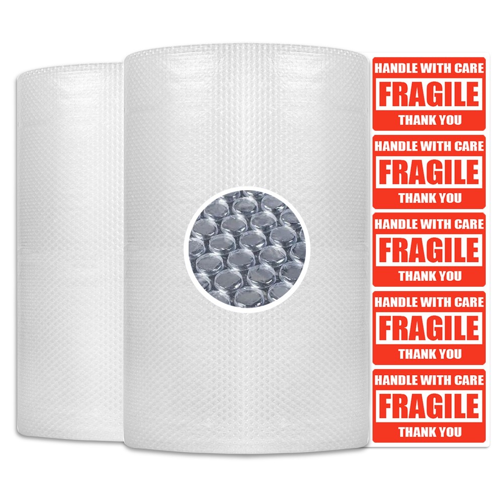 2 Rolls 3/16″ Bubble Cushion Wrap 30’x12″ Wide Each Roll Perforated Every 12″