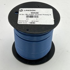 Plastic Covered Primary Wire, Vinyl Plastic, 14 AWG, 60 Volts, Blue, 100′ Length