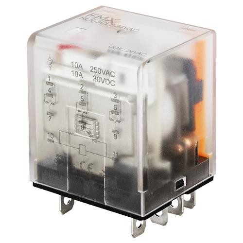 FMX RLK-3CLT-24VAC-10PK, Plug-in Relay, 3PDT, 10A, 24V AC coil, 10pcs