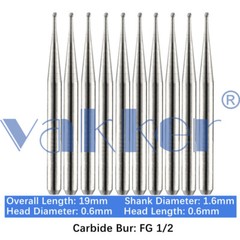 Vakker Dental Tungsten Carbide Burs for High Speed Handpiece FG Friction Grip