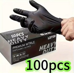 Heavy Duty Black 6Mil Nitrile Disposable Gloves Latex-Free Powder-Free 100 Pack