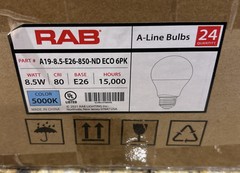 RAB A19-8.5-E26-850-ND ECO NON-DIMMABLE 5000K DAYLIGHT LED CASE OF 24pcs