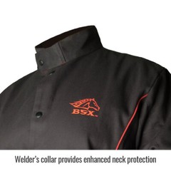 Revco Black Stallion BSX BX9C Black FR Welding Jacket with Red Flames (SM – 4XL)