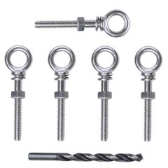 5-Pack 1/4×2-Inch Stainless Steel Eye Bolts with Nuts 3-Inch Heavy-Duty Marine