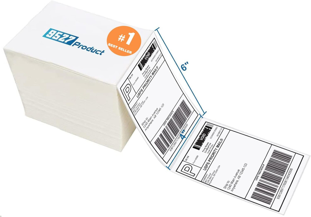 Fanfold 4 X 6 Direct Thermal Labels White Perforated Shipping Labels, 1000 Label