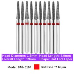 10pc Dental FG High Speed Diamond Burs Flat End Taper Shape Polishing Burs