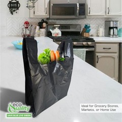 12×6.5×22 Inches Black Plastic Shopping Bags for Grocery Takeout 1800 Pcs