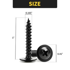 Wood Screws 1 Inch, 110 PCS Premium Phillips Truss Head Black Wood Screws, Self