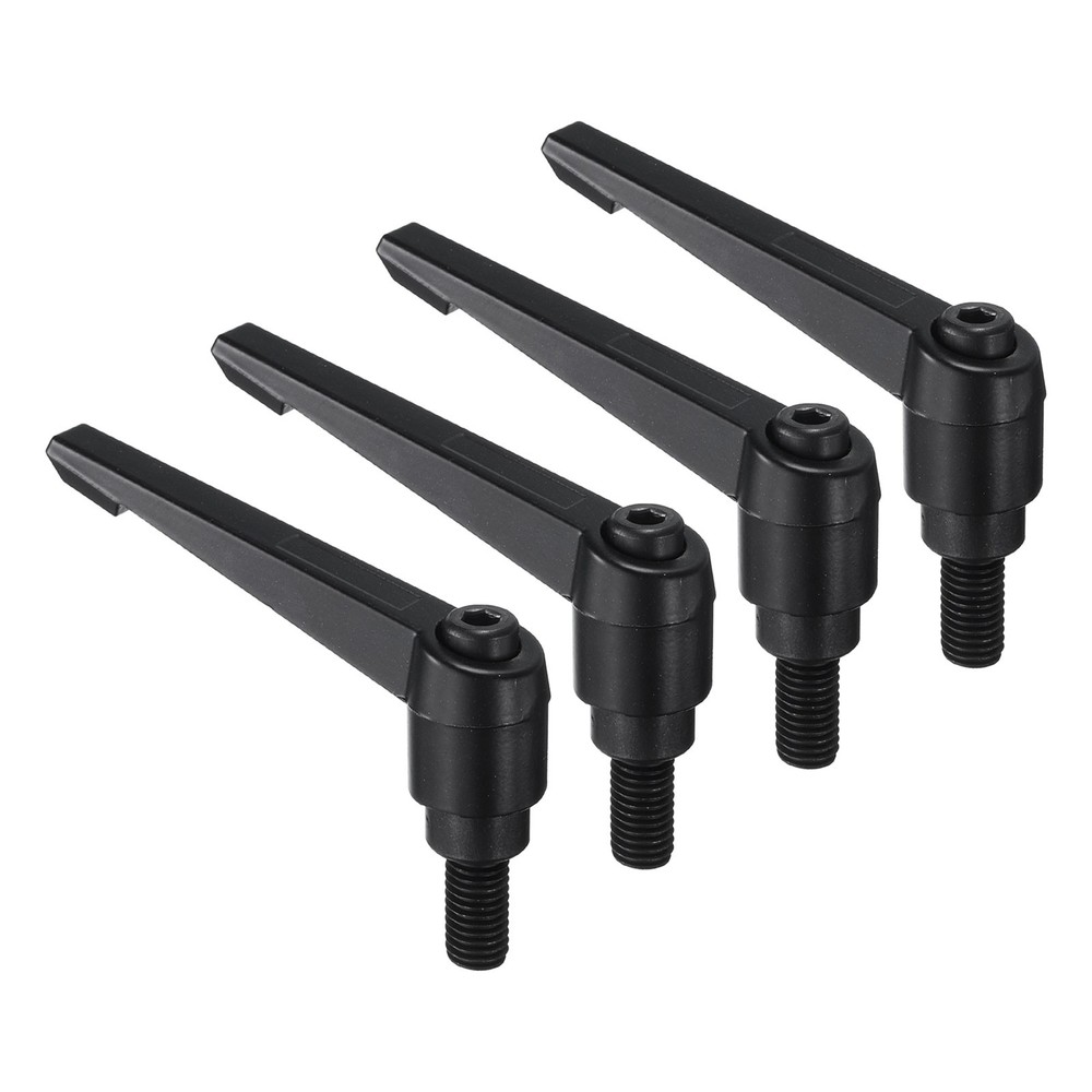 4pcs M10 x 20mm Black Oxide Carbon Steel Stud Adjustable Clamping Lever Handles