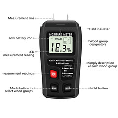 Digital LCD Wood Moisture Meter Detector Tester Wood Firewood Paper Cardboard
