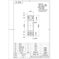 (2) 6203-ZZ Premium Metal Shield Ball Bearing C3 EMQ, 17x40x12, 6203 ZZ 6203z