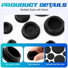 125PCS Rubber Plugs for Round Holes, Black Rubber Hole Plugs, Various…